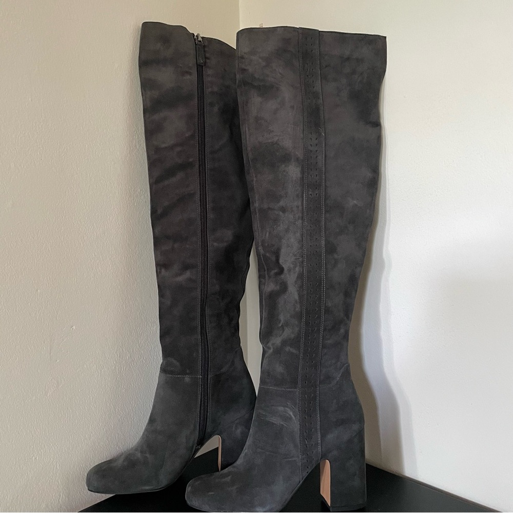 Rich Suede SARTO By Franco Sarto Gray Over the Knee Boots RARE Size 4 or 4.5*